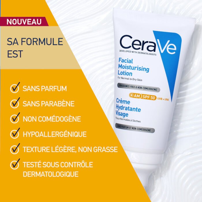 CeraVe Crème Hydratante SPF50 52 ml | LABELPARA.MA