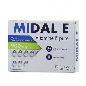 ERIC FAVRE MIDAL E VITAMINE E PURE CAPSULES B30<span class="format-sus"><b>Format :</b>30 capsules</span>
