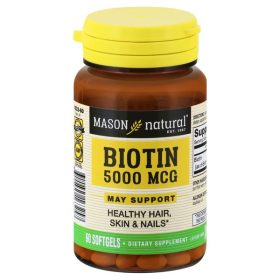 Mason Natural Biotine 5000 mcg 60 Softgels<span class="format-sus"><b>Format :</b>Biotine 5000 mcg</span>