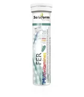 SOLUFORM FER MULTIVITAMINES GOUT CERISE/ORANGE 20 COMPRIMÉS EFFERVESCENTS labelpara.ma