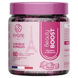 CygneLab Beauty Boost Vitamines et Minéraux Cheveux et Ongles Fraise – 60 Gummies