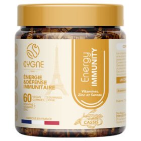 CygneLab Energy Immunity Vitamines Zinc et Sureau Défense Immunitaire Cassis – 60 Gummies<span class="format-sus"><b>Format :</b>60 gummies</span>