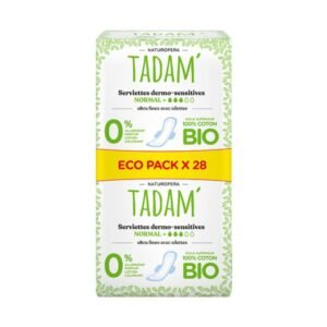 TADAM ECO PACK 28 SERVIETTES DERMO SENSITIVES NORMAL + COTON BIO