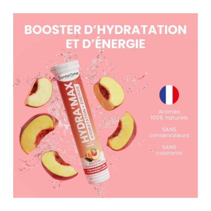 santarome-hydra-max-hydratation-energie-gout-peche-20-pastilles-effervescentes